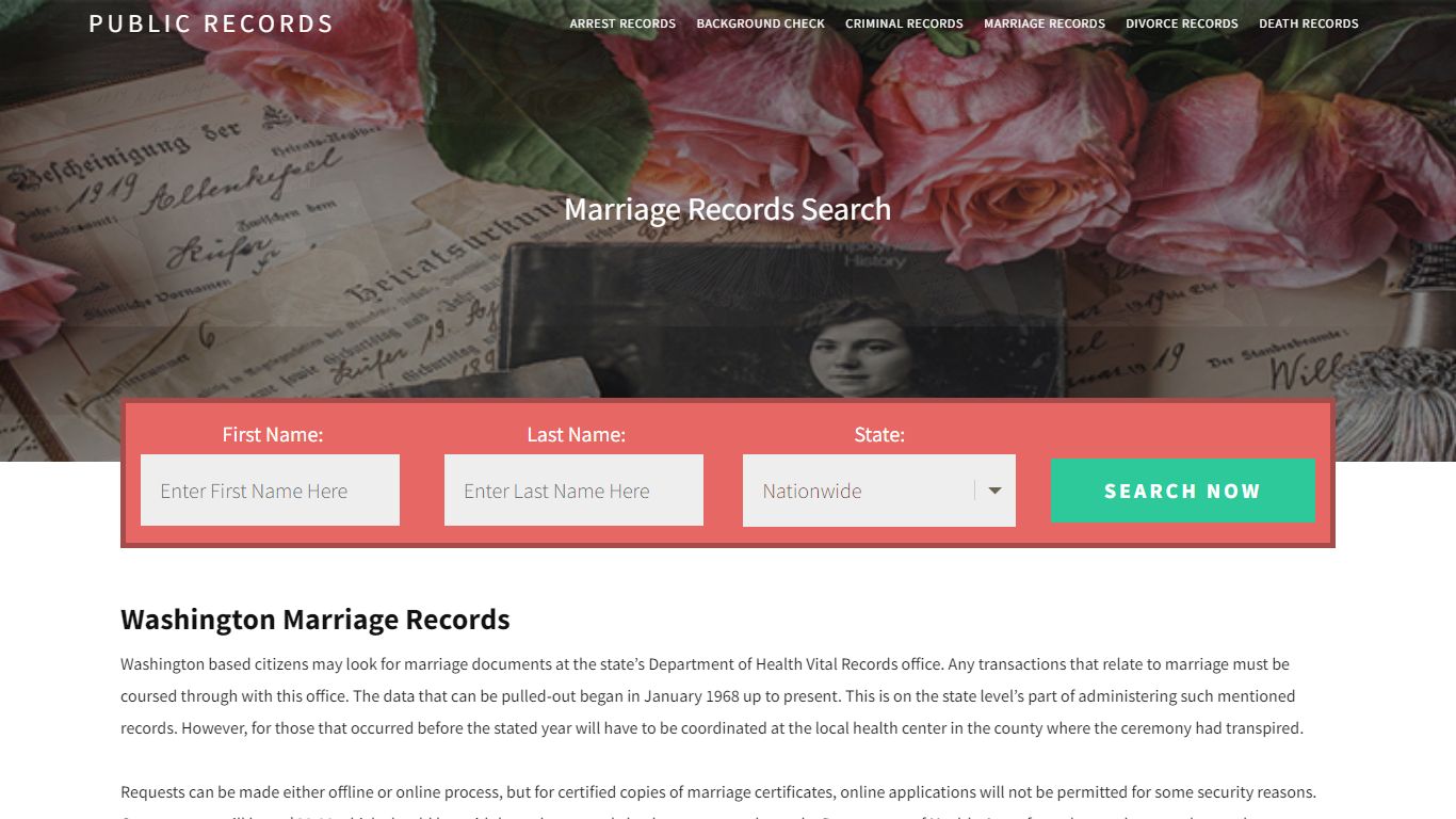 Washington Marriage Records | Enter Name and Search. 14Days Free